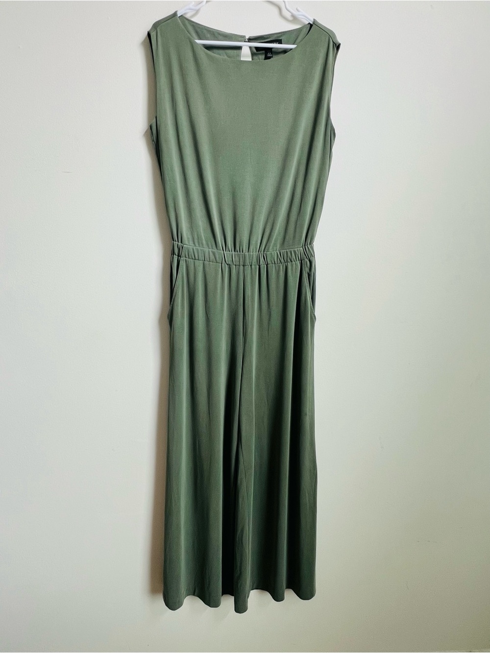 Banana Republic Petite XS Modal Wide Leg Jumpsuit Olive Green